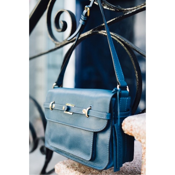 Linea Pelle Handbags - LINEA PELLE Logan Blue Leather Satchel/Messenger Doctor's Crossbody Handbag